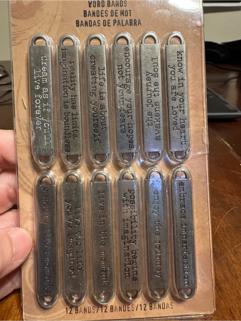 Inspirational Phrase Metal Word Bands - Silver